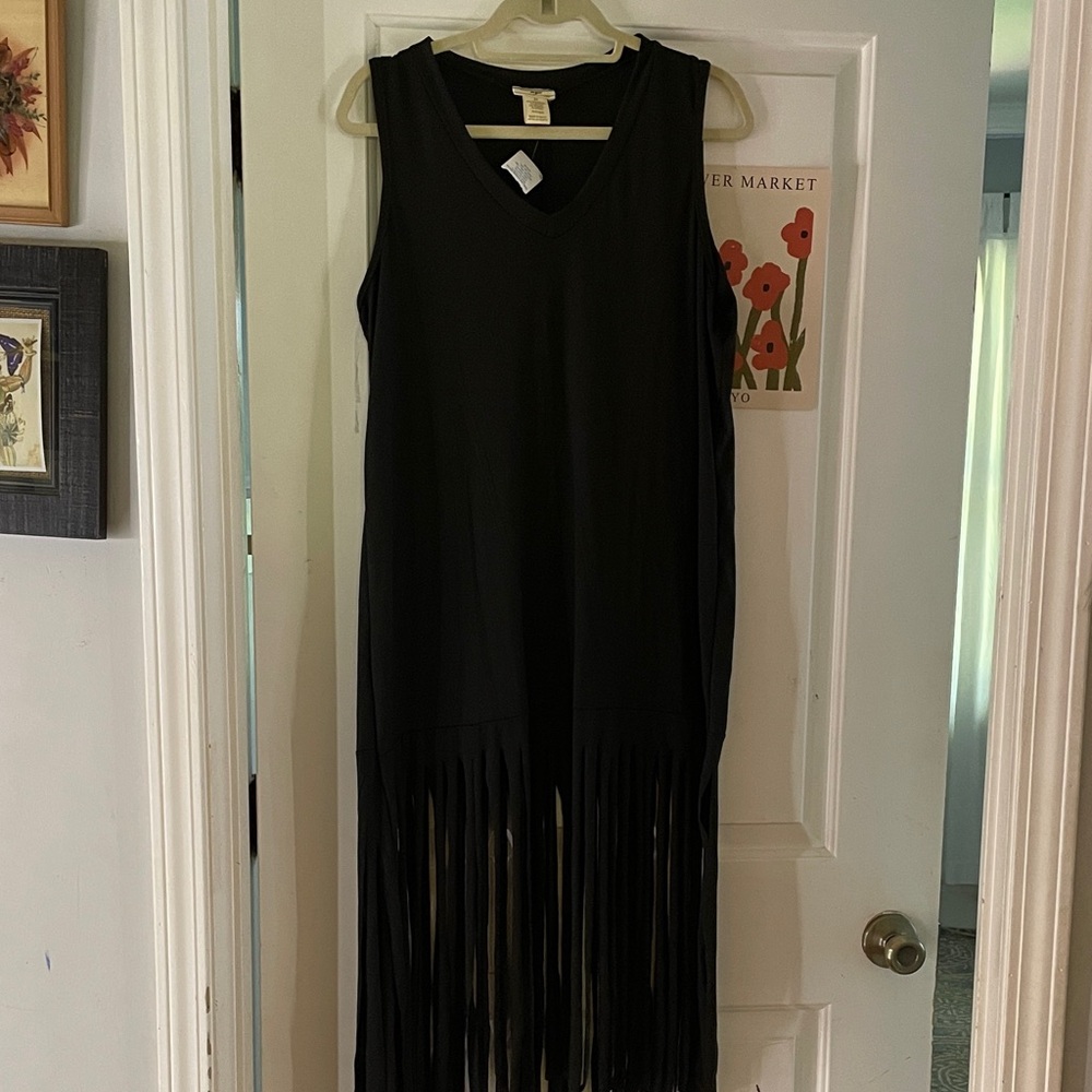 NYC Black Fringe Maxi Dress